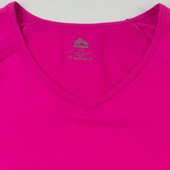 RBX Athletic Cap Sleeve Top. Hot Pink. Large. V-Neck. Scoop Hem. - Picture 4 of 6
